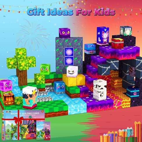 Magnetic Blocks, Kids Magnetic Building Cubes Toys for 3-13 Year Old Boys Girls, Montessori Sensory STEM Toddler Construction Toys Christmas Birthday Party Gifts. in Kuwait