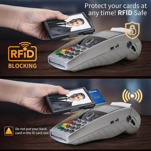 Slim Card Holder Wallet for Men, RFID Blocking Minimalist Mens Wallet, Metal Pop Up Wallet with Cash Band (Black) in Saudi Arabia