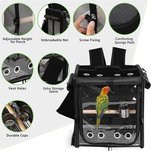 شركة Sanmoncare Bird Carrier لسفر السيارات مع حزام الأمان ، وعلاج سفر على ظهر حقيبة ظهر غير قابلة للتدمير in Kuwait