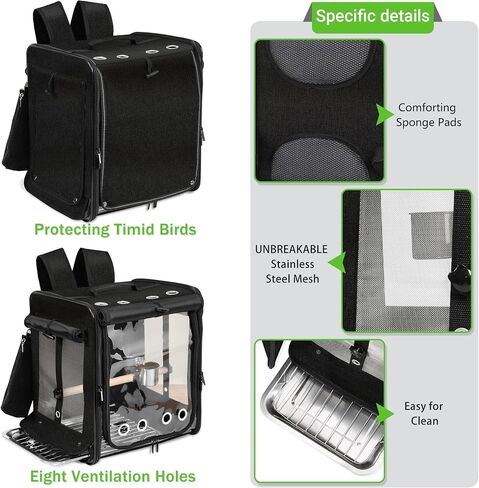 شركة Sanmoncare Bird Carrier لسفر السيارات مع حزام الأمان ، وعلاج سفر على ظهر حقيبة ظهر غير قابلة للتدمير in Kuwait