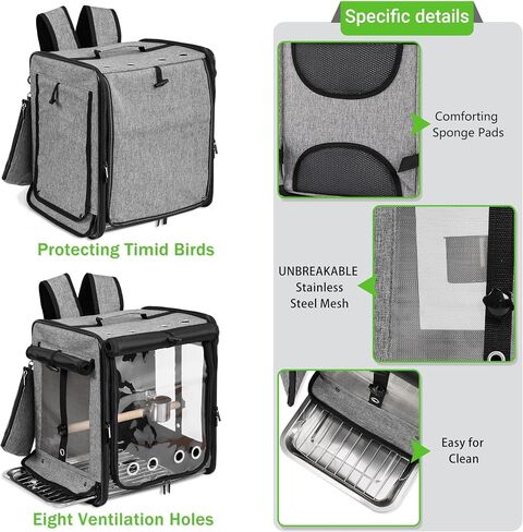 شركة Sanmoncare Bird Carrier لسفر السيارات مع حزام الأمان ، وعلاج سفر على ظهر حقيبة ظهر غير قابلة للتدمير in Kuwait