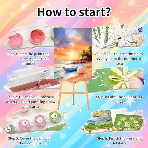 Arttoplus 4 Pack Framed Paint by Numbers Kit for Adults Beginners-DIY Christmas Adult Paint by Number Kits on Canvas Framed, Acrylic Oil Painting Kits for Adults for Gift Home Decor(8x12inch) in Saudi Arabia