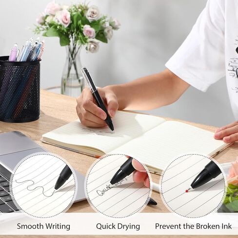 200 Pack Gel Pens Bulk 0.5mm Black Gel Pen Retractable Fine Point Pens Quick Drying Smooth Writing with Comfortable Grip for School Office Journaling Note Taking and Homework in Saudi Arabia