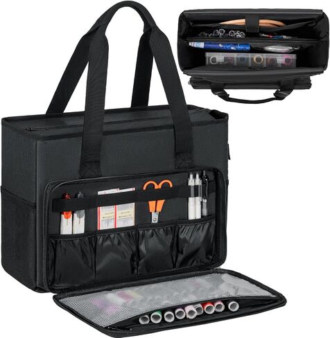 GMAK Embroidery Storage Bag, Embroidery Project Carrying Bags for Embroidery Kit/Cross Stitch Supplies/Stitch Tools Kit, Embroidery Supplies Storage Tote Case with Multiple Pockets, Bag Only, Grey in Kuwait