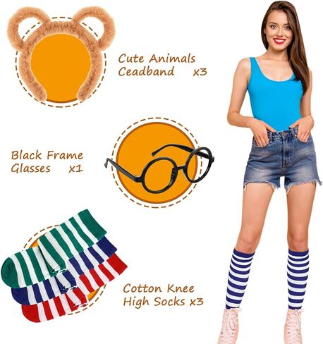Willbond 7 PCS Halloween Animal Cortumes Consers Consers Comband -Obder Knee High Sock Gook Gooks for Cosplay Party Comples in Kuwait