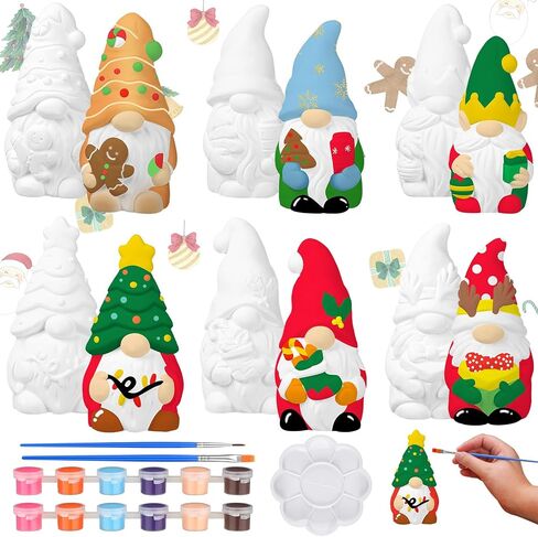 Eersida 6 Sets Day of The Dead Ready to Paint Your Own Sugar Skull 3D Statues 4'' DIY Unpainted Ceramics Skull Figurines Kit Blank Paintable Ceramics Classroom Art and Crafts Halloween Decorations in Saudi Arabia