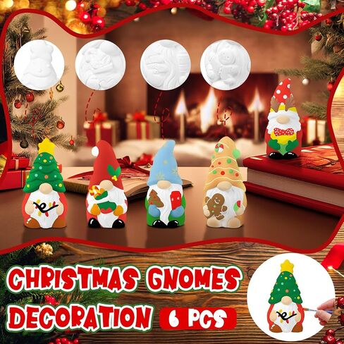 Eersida 6 Sets Day of The Dead Ready to Paint Your Own Sugar Skull 3D Statues 4'' DIY Unpainted Ceramics Skull Figurines Kit Blank Paintable Ceramics Classroom Art and Crafts Halloween Decorations in Saudi Arabia