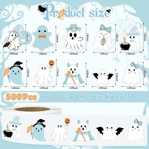 K KUMEED Pink Halloween Stickers Roll Cute Spooky Waterproof Self-Adhesive Ghost Decal Stickers for Halloween Party Envelope Scrapbook Decor DIY Crafts Scrapbooks Halloween Party Decor,500 PCS in Saudi Arabia