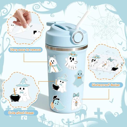 K KUMEED Pink Halloween Stickers Roll Cute Spooky Waterproof Self-Adhesive Ghost Decal Stickers for Halloween Party Envelope Scrapbook Decor DIY Crafts Scrapbooks Halloween Party Decor,500 PCS in Saudi Arabia