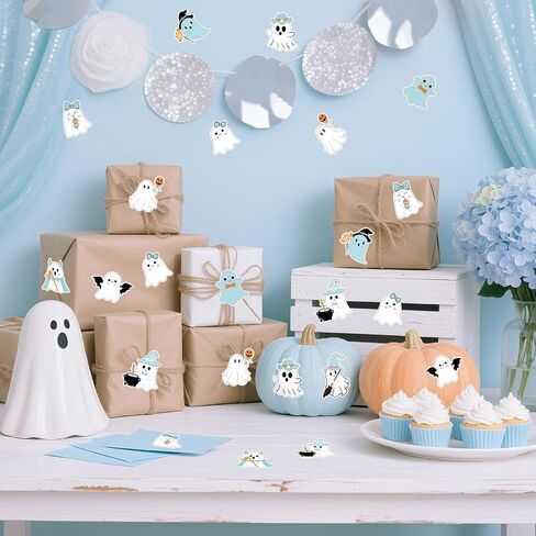 K KUMEED Pink Halloween Stickers Roll Cute Spooky Waterproof Self-Adhesive Ghost Decal Stickers for Halloween Party Envelope Scrapbook Decor DIY Crafts Scrapbooks Halloween Party Decor,500 PCS in Saudi Arabia
