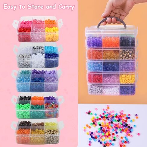 4300Pcs Pony Beads, 24 Colors Plastic Bead for Creating Bracelets Crafts Hair Beads Kandi Friendship Jewelry DIY Making, Craft Days Gifts, Boxed Easy to Store (24 Assorted Colors) in Saudi Arabia