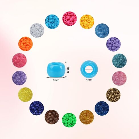4300Pcs Pony Beads, 24 Colors Plastic Bead for Creating Bracelets Crafts Hair Beads Kandi Friendship Jewelry DIY Making, Craft Days Gifts, Boxed Easy to Store (24 Assorted Colors) in Saudi Arabia
