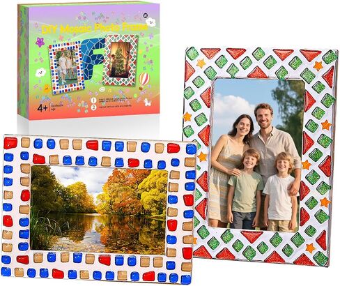 Beiktehy Mosaic Kit, 4 Sets Mosaic Kits for Adults with Stained Glass Mosaic Tiles for Crafts DIY Mosaic Coaster Kit Handmade Home Decoration Christmas Gift for Adults Kids in Saudi Arabia