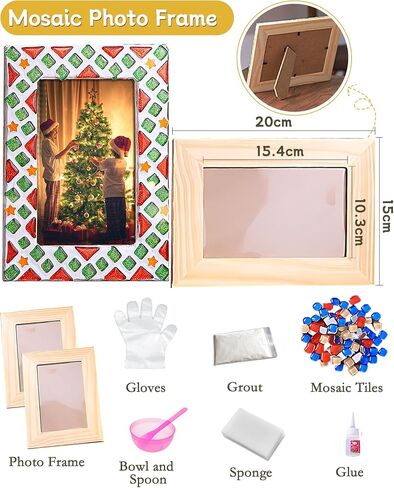 Beiktehy Mosaic Kit, 4 Sets Mosaic Kits for Adults with Stained Glass Mosaic Tiles for Crafts DIY Mosaic Coaster Kit Handmade Home Decoration Christmas Gift for Adults Kids in Saudi Arabia