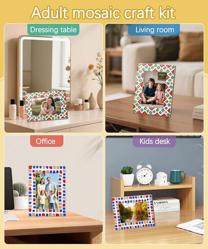 Beiktehy Mosaic Kit, 4 Sets Mosaic Kits for Adults with Stained Glass Mosaic Tiles for Crafts DIY Mosaic Coaster Kit Handmade Home Decoration Christmas Gift for Adults Kids in Saudi Arabia
