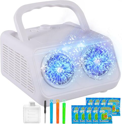 Machine Machine Machine Maker For Kids مع اثنين من المعجبين ، أو سد أو بطارية تعمل الفقاعات المنفاخ ، 20000+ فقاعات في الدقيقة في عيد ميلاد الزفاف في الهواء الطلق هالوين in Kuwait