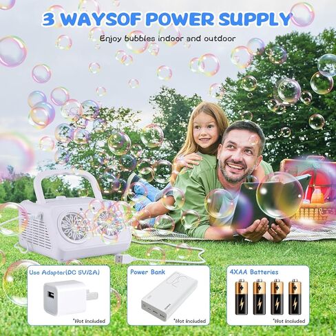 Machine Machine Machine Maker For Kids مع اثنين من المعجبين ، أو سد أو بطارية تعمل الفقاعات المنفاخ ، 20000+ فقاعات في الدقيقة في عيد ميلاد الزفاف في الهواء الطلق هالوين in Kuwait