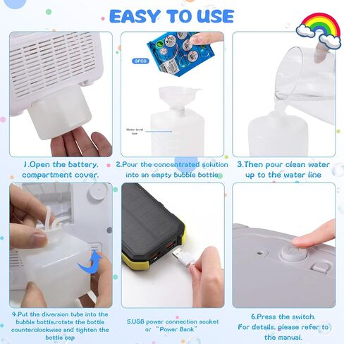 Machine Machine Machine Maker For Kids مع اثنين من المعجبين ، أو سد أو بطارية تعمل الفقاعات المنفاخ ، 20000+ فقاعات في الدقيقة في عيد ميلاد الزفاف في الهواء الطلق هالوين in Kuwait