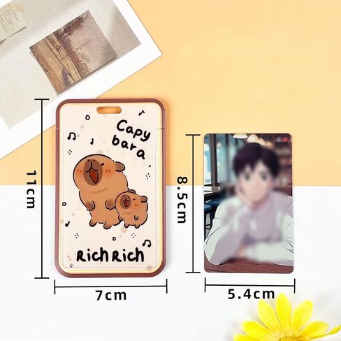 Capybara Retractable Lanyards for ID Badges Cute Capybara Lanyard ID Holder Durable Plastic Card Sleeve with Adjustable Strap Cartoon Animal Lanyard Holder for Bus Office School Driver Teacher in Saudi Arabia