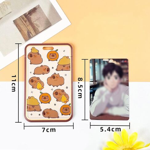 Capybara Retractable Lanyards for ID Badges Cute Capybara Lanyard ID Holder Durable Plastic Card Sleeve with Adjustable Strap Cartoon Animal Lanyard Holder for Bus Office School Driver Teacher in Saudi Arabia