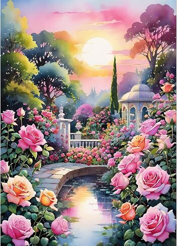 GDYEEH DIY 5D Candle Diamond Art Kits ، Pink Flowers Full Round Drill Parkling Diamond Painting Picture ، Diamond Painting Kits Craft for البالغين ، ديكور الجدار المنزلي 12x16inch in Saudi Arabia