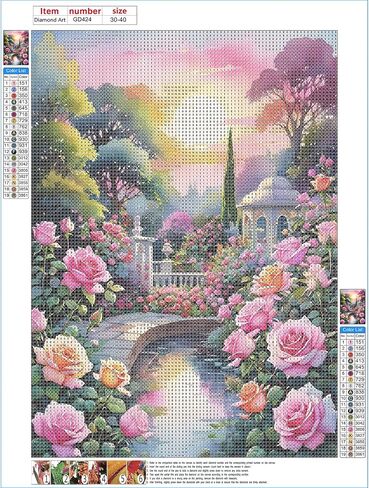 GDYEEH DIY 5D Candle Diamond Art Kits ، Pink Flowers Full Round Drill Parkling Diamond Painting Picture ، Diamond Painting Kits Craft for البالغين ، ديكور الجدار المنزلي 12x16inch in Saudi Arabia