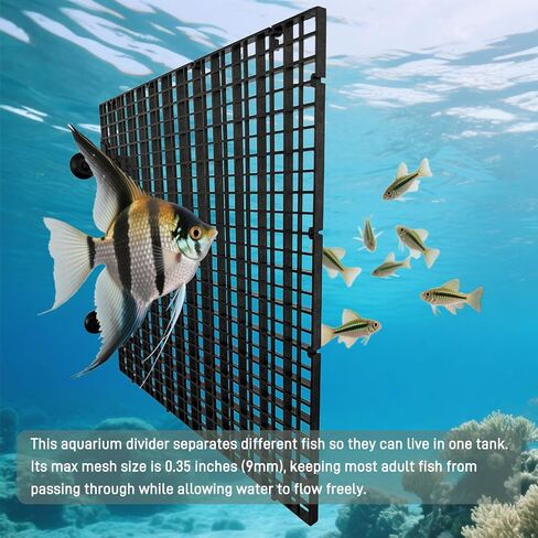 Black Aquarium Divider Panel Fish Tank Separator Plastic Grid in Kuwait
