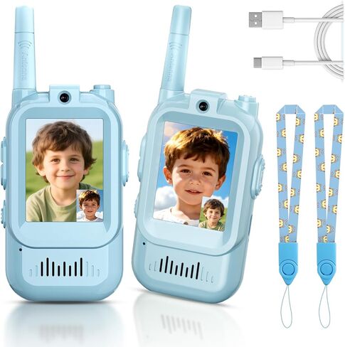 Video Walkie Talkies for Kids, Handheld 2 Pack Rechargeable Video Intercom Kids Walkies Talkies, Indoor Outdoor Toys for Family Games, Outside, Camping, Hiking, Toys for Boys and Girls Ages 3-12 in Kuwait
