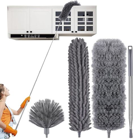 4 PCS الألياف الدقيقة Cobweb Duster مع عمود قابل للتمديد بحجم 100 بوصة ، طقم Duster لتنظيف الريش القابل للغسل وقابل لإعادة الاستخدام مع 3 رؤوس منفض in Saudi Arabia
