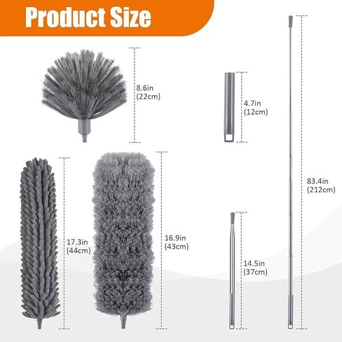 4 PCS الألياف الدقيقة Cobweb Duster مع عمود قابل للتمديد بحجم 100 بوصة ، طقم Duster لتنظيف الريش القابل للغسل وقابل لإعادة الاستخدام مع 3 رؤوس منفض in Saudi Arabia
