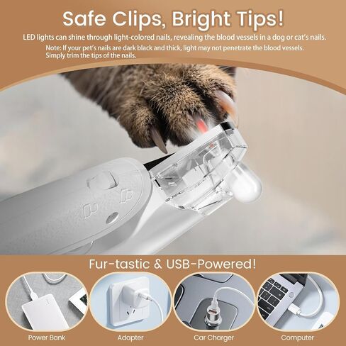 2 in 1 Dog Nail Trimmers & Clippers with LED Lights, Splash Guard - Pet Hair Trimmer for Around Paws, Ear, Eye,Face, Rump Rechargeable & IPX7 Waterproof Grooming Supplies for Cats, Dogs in Saudi Arabia