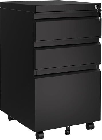 Garveehome 4 -Drawer File Cabinet مع قفل - خزانة تقديم المعادن الثقيلة لرسالة/مستندات قانونية/A4/F4 - التخزين الرأسي لمكتب المنزل | يتطلب التجميع ، الأسود in Kuwait