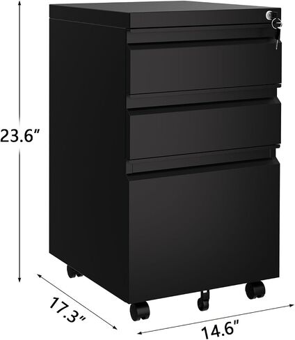 Garveehome 4 -Drawer File Cabinet مع قفل - خزانة تقديم المعادن الثقيلة لرسالة/مستندات قانونية/A4/F4 - التخزين الرأسي لمكتب المنزل | يتطلب التجميع ، الأسود in Kuwait