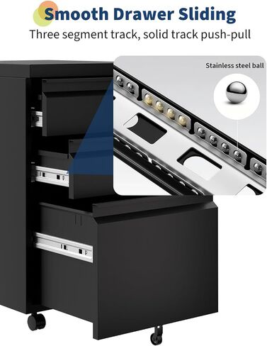 Garveehome 4 -Drawer File Cabinet مع قفل - خزانة تقديم المعادن الثقيلة لرسالة/مستندات قانونية/A4/F4 - التخزين الرأسي لمكتب المنزل | يتطلب التجميع ، الأسود in Kuwait