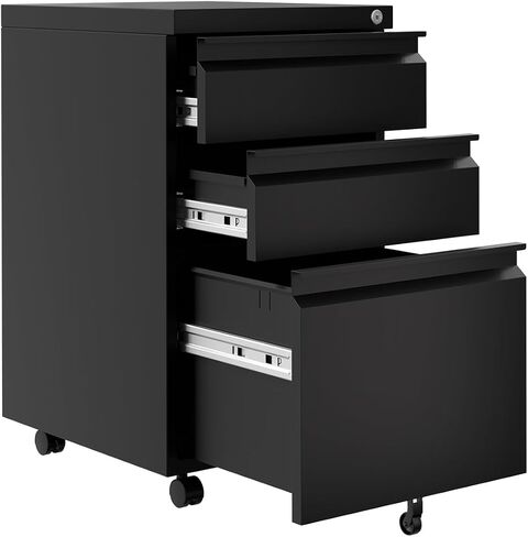 Garveehome 4 -Drawer File Cabinet مع قفل - خزانة تقديم المعادن الثقيلة لرسالة/مستندات قانونية/A4/F4 - التخزين الرأسي لمكتب المنزل | يتطلب التجميع ، الأسود in Kuwait