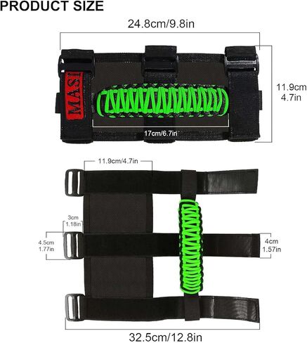 Grab Handles Roll Bar Pack of 2, for RZR Passenger Grab Handle Grips Fits for Polaris Ranger, for Mule, for Teryx, for CFMoto, for Honda Pioneer, for Can Am SxS, for ATV Green Paracord Grips in Saudi Arabia