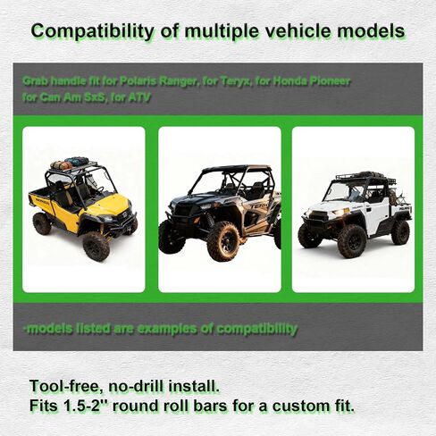 Grab Handles Roll Bar Pack of 2, for RZR Passenger Grab Handle Grips Fits for Polaris Ranger, for Mule, for Teryx, for CFMoto, for Honda Pioneer, for Can Am SxS, for ATV Green Paracord Grips in Saudi Arabia