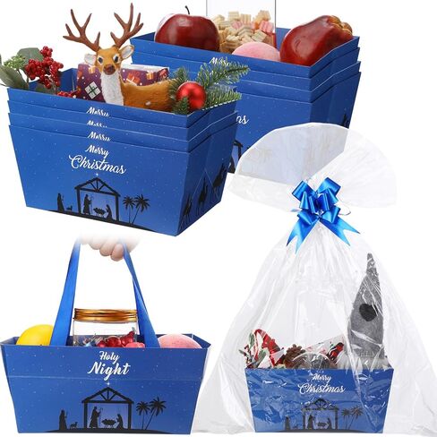 Moinchore 12 PCS Football Basket for Gifts فارغة 9.8 × 6.5 '' 'Green and Brown Market Racher Basket مع أقواس ، وأكياس السيلوفان ، والبلاط الملتوي ، فارغًا لملء حفلة عيد ميلاد العطلة in Saudi Arabia