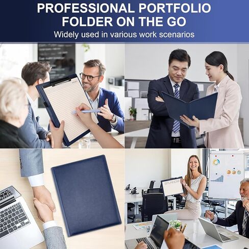 Clipboard Padfolio with Storage Pocket, Clipboard Folder Portfolio Organizer, 360 Degree Foldable Clipboards with Refillable Notepad,Faux Leather Padfolio Organizer for Office School Supplies-Black in Kuwait