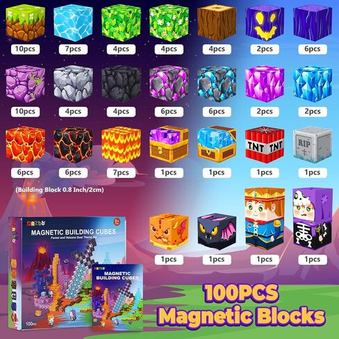 150PCS Magnetic Blocks, Magnetic Tiles Building Sensory Montessori Toys & Games for 3 4 5 6 7 8 9 10 11 12 13 Year Old Boys Girls Halloween Christmas Birthday Gifts in Kuwait