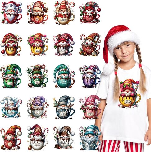 20Pcs Christmas Dtf Transfers Ready to Press Pink Xmas Iron on Decals Christmas Tree Cakes Coffee Santa Nutcracker Heat Transfer Vinyl Stickers for Clothing Pillows Bag DIY Crafts in Saudi Arabia