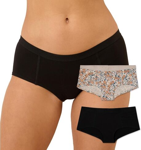 Pact Women's Organic Cotton Boy Shorts Underwear, Full Coverage Low Rise Panties, 2 Pack in Saudi Arabia