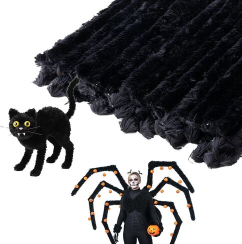 Caydo 50PCS Extra Thick Black Pipe Cleaners Craft Supplies Jumbo Pipe Cleaners Chenille Stems for Kids Craft DIY Projects Creative Halloween Decoration, (30 mm x 12 Inch) in Saudi Arabia