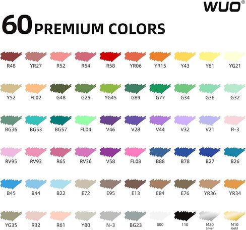 Wuo 36 ألوان علامات الطلاء الأكريليك (2 معدني) ، نصيحة فرشاة التحكم في الحبر التلقائي لأقلام الطلاء الاكريليك متعددة السطح للطلاء الصخري ، والخشب ، والزجاج ، والفن DIY in Kuwait