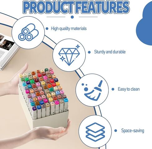 ماركت منظم للمكتب ، رف تخزين حامل القلم الأفقي ، عقد 72 صناعًا ، ورسم منظمي الفنون والتخزين للمنزل ، وغرفة الحرفية ، والمكتب (واضح) in Kuwait