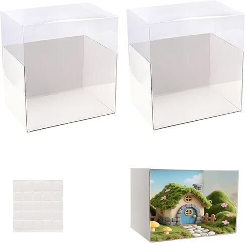 Diorama Box Diorama Supplies Cardboard Diorama Kit Project Box with Transparent Lid, Display Box for Diorama School Project, 11.8 x 8.7 x 8.3 Inch (1Set) in Kuwait