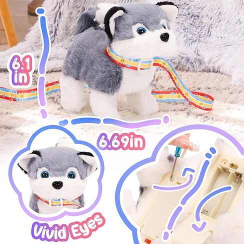 لعبة Plush Toys Toys Interactive Puppy Toy للأطفال ، كلب ألعاب إلكترونية يمشي ولحاء ، تهزه ، لعبة مزيفة مع المقود ، هدية عيد ميلاد عيد الفصح المثالية للأطفال الصغار in Saudi Arabia