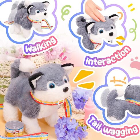 لعبة Plush Toys Toys Interactive Puppy Toy للأطفال ، كلب ألعاب إلكترونية يمشي ولحاء ، تهزه ، لعبة مزيفة مع المقود ، هدية عيد ميلاد عيد الفصح المثالية للأطفال الصغار in Saudi Arabia