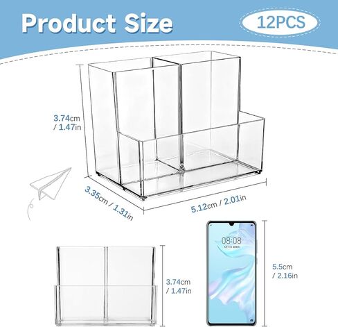 6 PCS Acrylic Pencil Holder for Desk ، منظم مكتب الأكريليك مع 3 مقصورة ، منظمات فرشاة مكياج منظم القلم للمكتب للمكتب المنزلي الغرور ، الفصل الدراسي in Kuwait