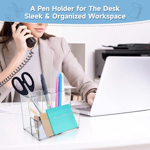 6 PCS Acrylic Pencil Holder for Desk ، منظم مكتب الأكريليك مع 3 مقصورة ، منظمات فرشاة مكياج منظم القلم للمكتب للمكتب المنزلي الغرور ، الفصل الدراسي in Kuwait
